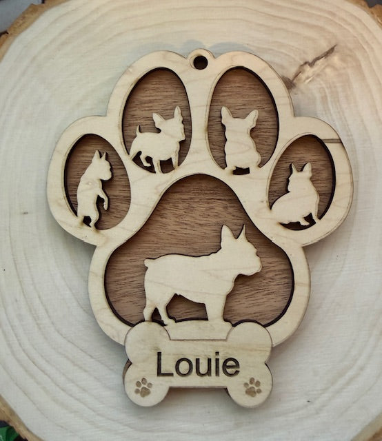 Customized wood dog ornament